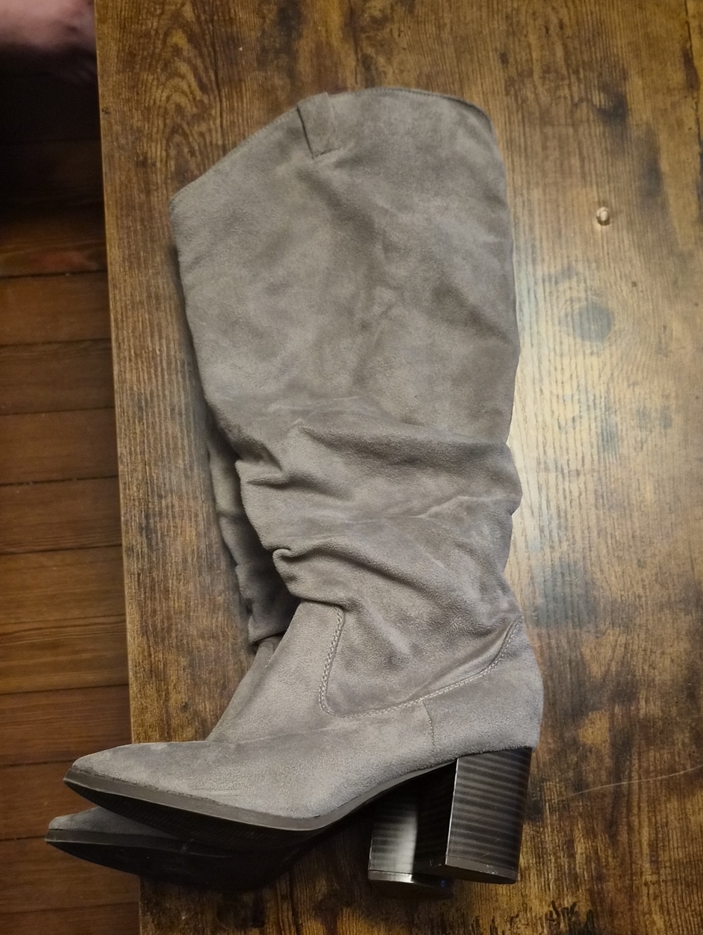 Women's Gray Suede Wide Calf Slouch Boot Sz 9